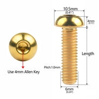 Wanyifa Titanium Bolt M6x12 16 20 25 30mm Button Hex Allen Head Screws for Motorcycle Car Aeromodelling Refit