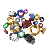 Wanyifa Titanium Nut M4 M5 M6 M8 M10 M12 Hexagon Metal Lock Nuts for Bicycle Motorcycle Car Ti Fasteners