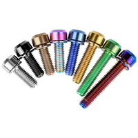 Wanyifa Titanium Bolt M5/M6x16 18 20 25 30 35mm Chamfered Hex Head with Non-shedding Washer Screw for Mountain Bike Road Bicycle Fixing Handlebar Stem